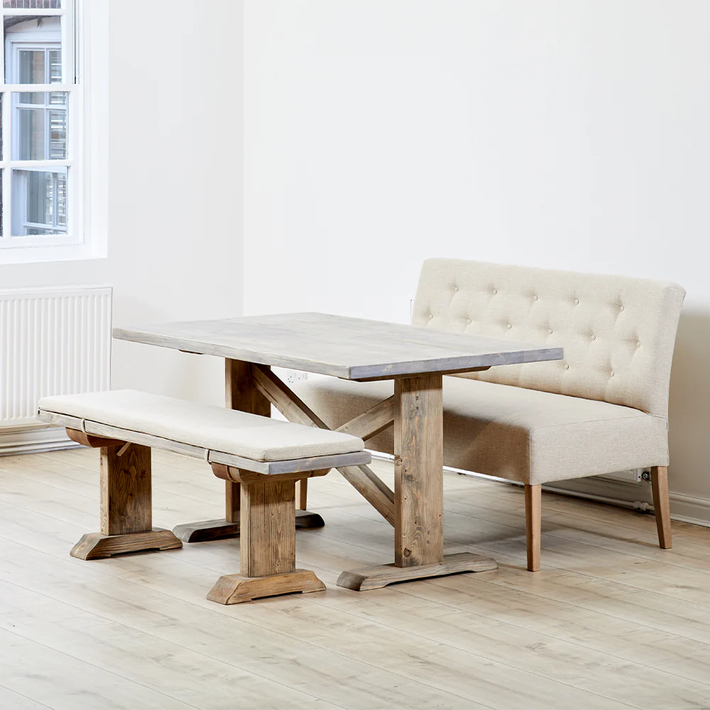 150cm Grafton Table, Bench With Topper & Stanford Straight Bench Bundle - Image 2