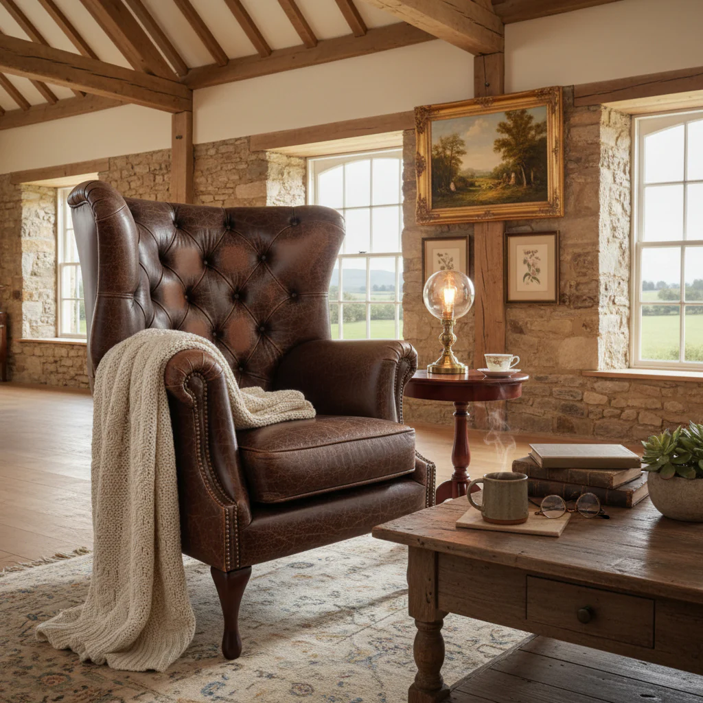 Albert Rub-off Leather Armchair - Image 7