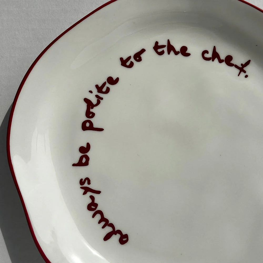 "Always be polite to the Chef" Red Decorative Plate - Image 3