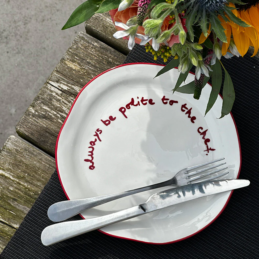 "Always be polite to the Chef" Red Decorative Plate - Image 4