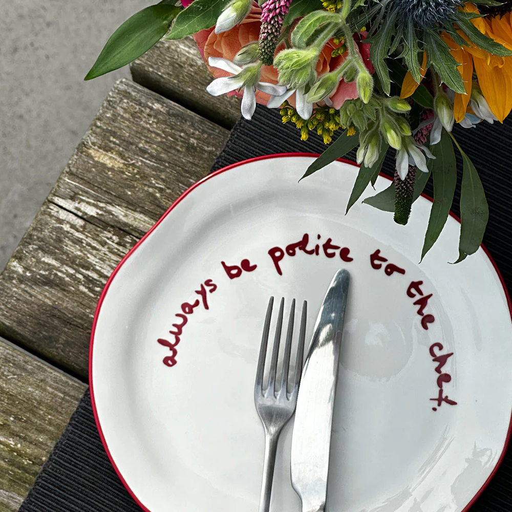 "Always be polite to the Chef" Red Decorative Plate - Image 6