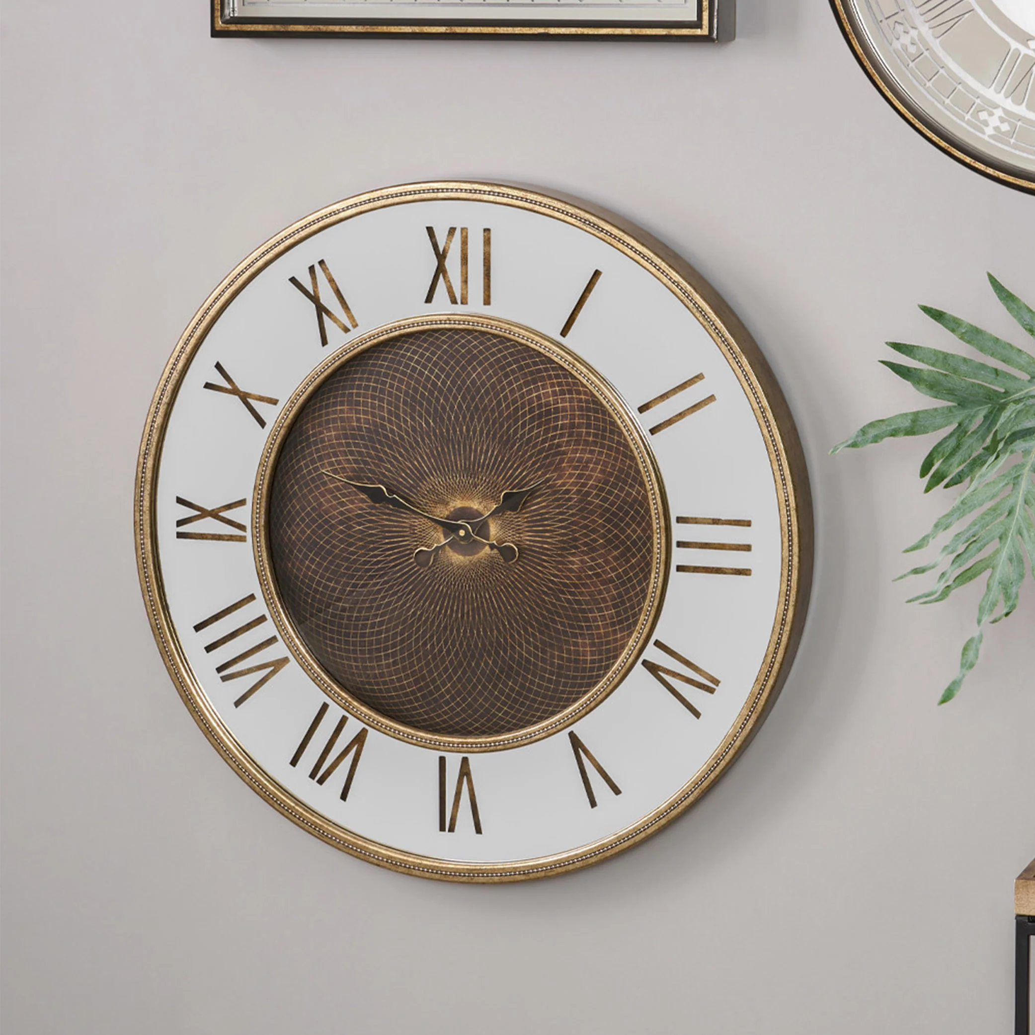 Antique Gold Geo Print Clock