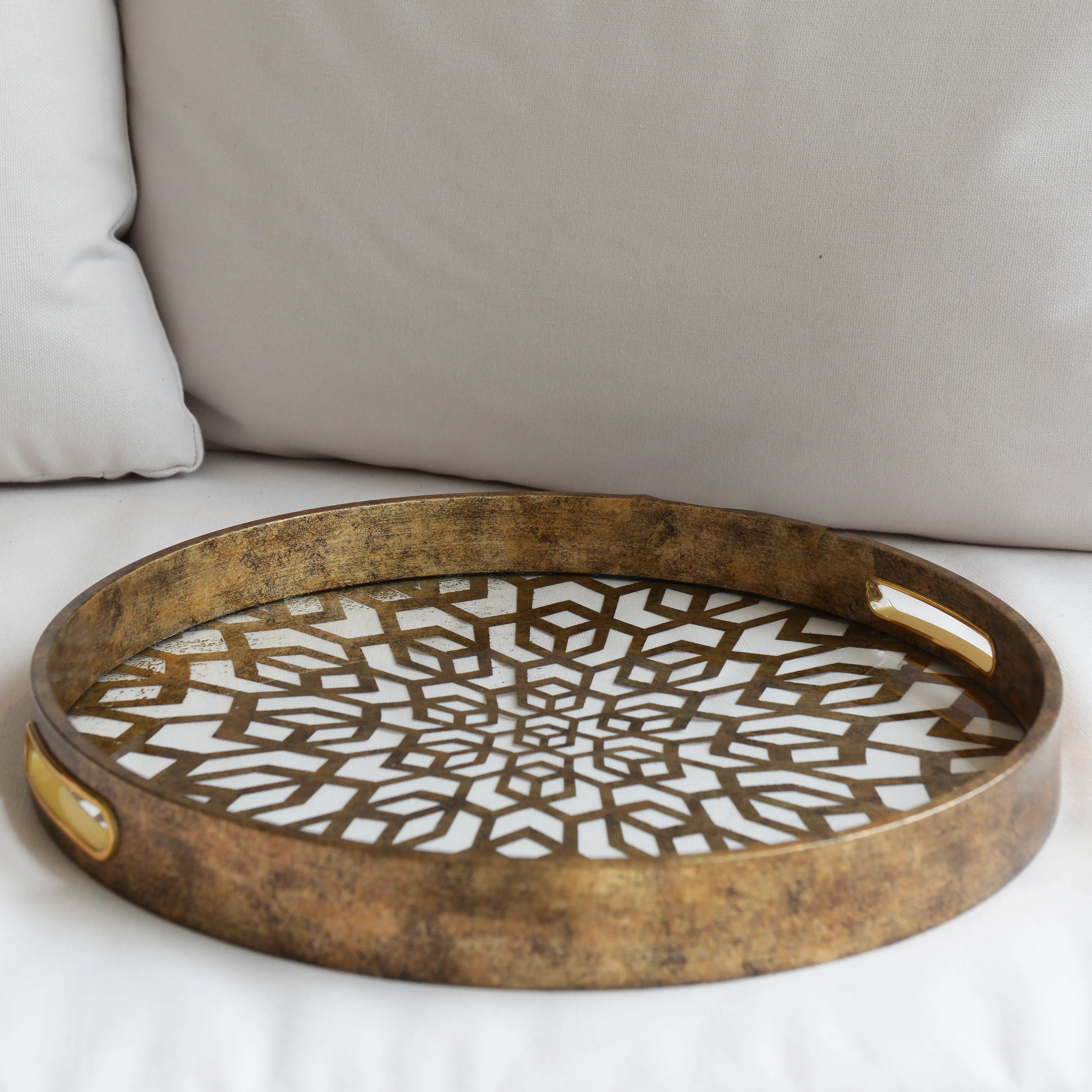 Antique Gold Mosaic Tray - Image 2