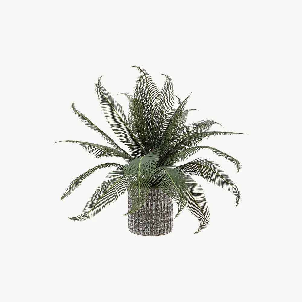 Artificial Wide Fern in Concrete Pot - Image 4