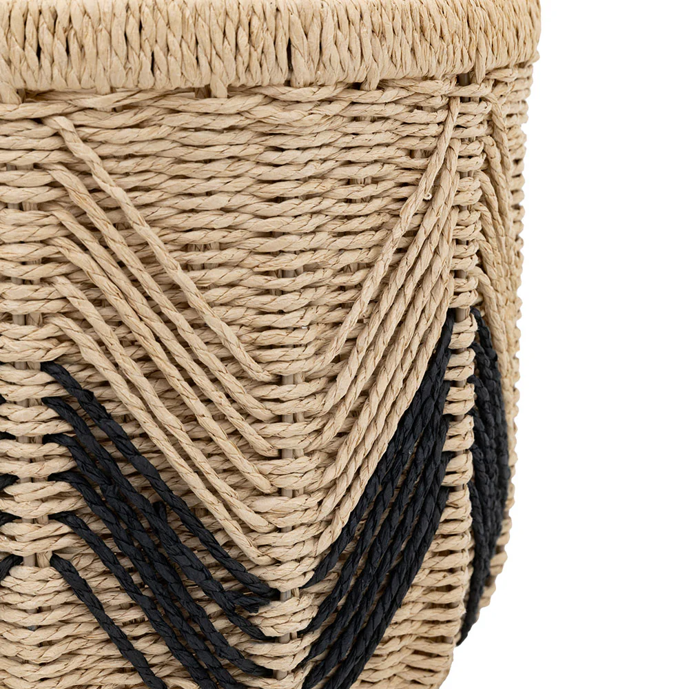 Set of 3 Baskets Natural & Black - Image 3