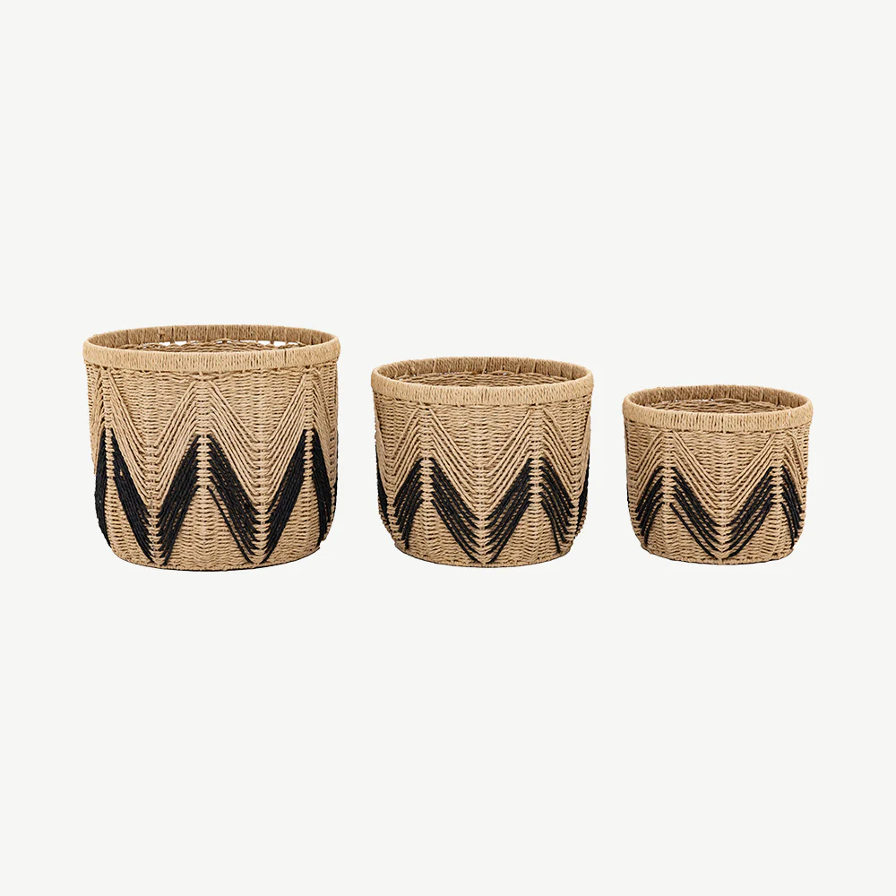 Set of 3 Baskets Natural & Black - Image 4