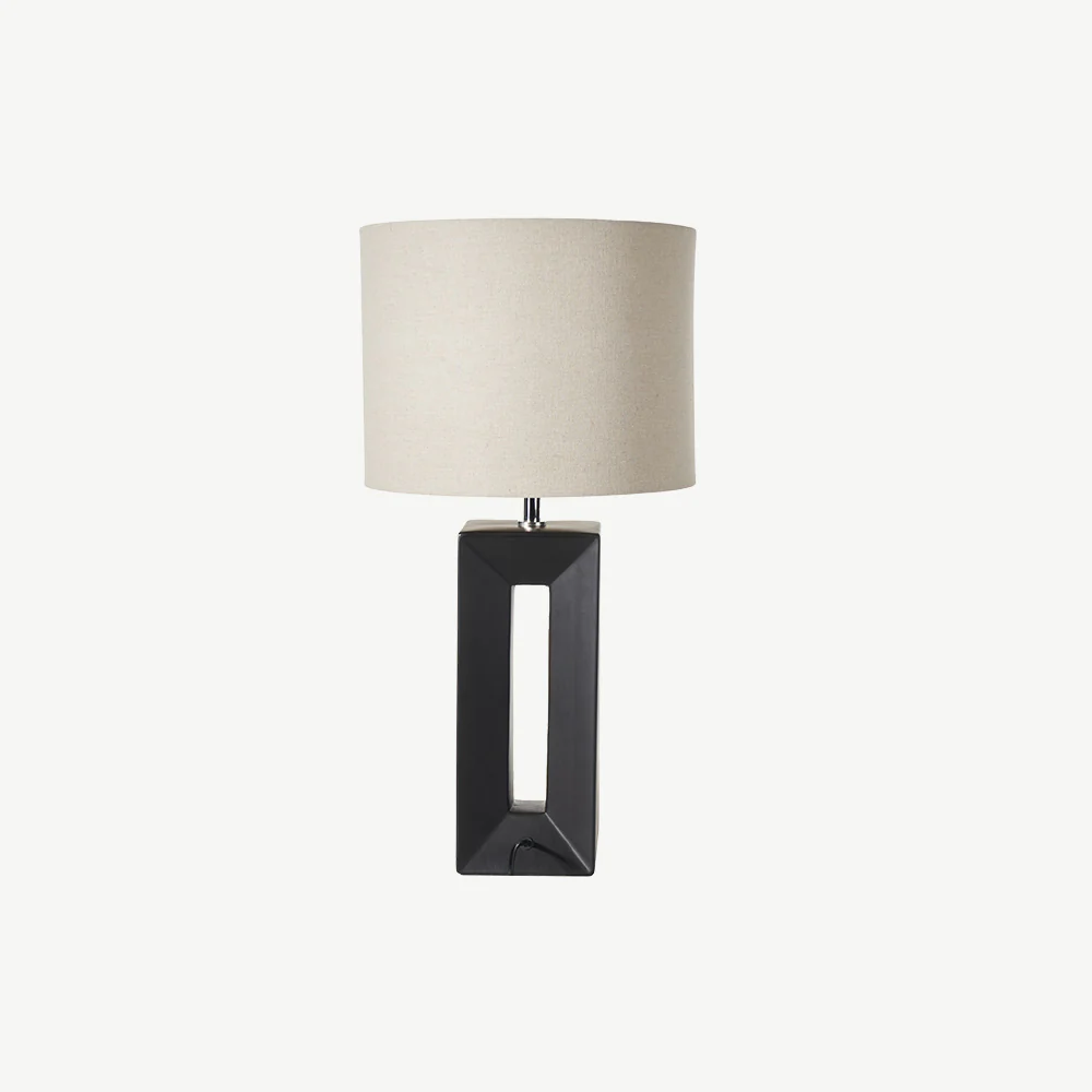 Black Tall Block Table Lamp - Image 2