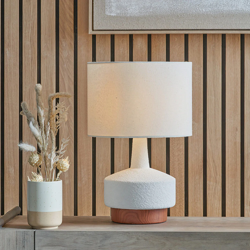 Wood Effect Textured Ceramic Table Lamp - Image 10