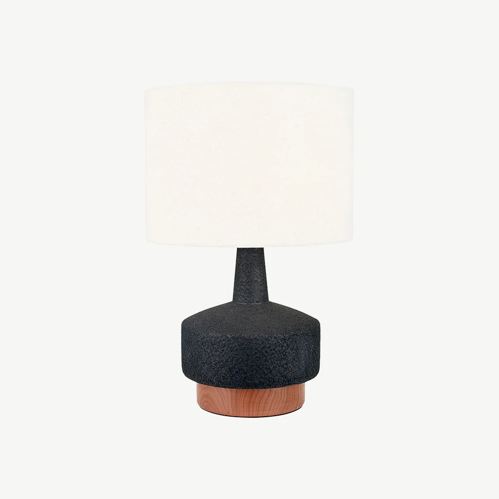 Wood Effect Textured Ceramic Table Lamp - Image 2