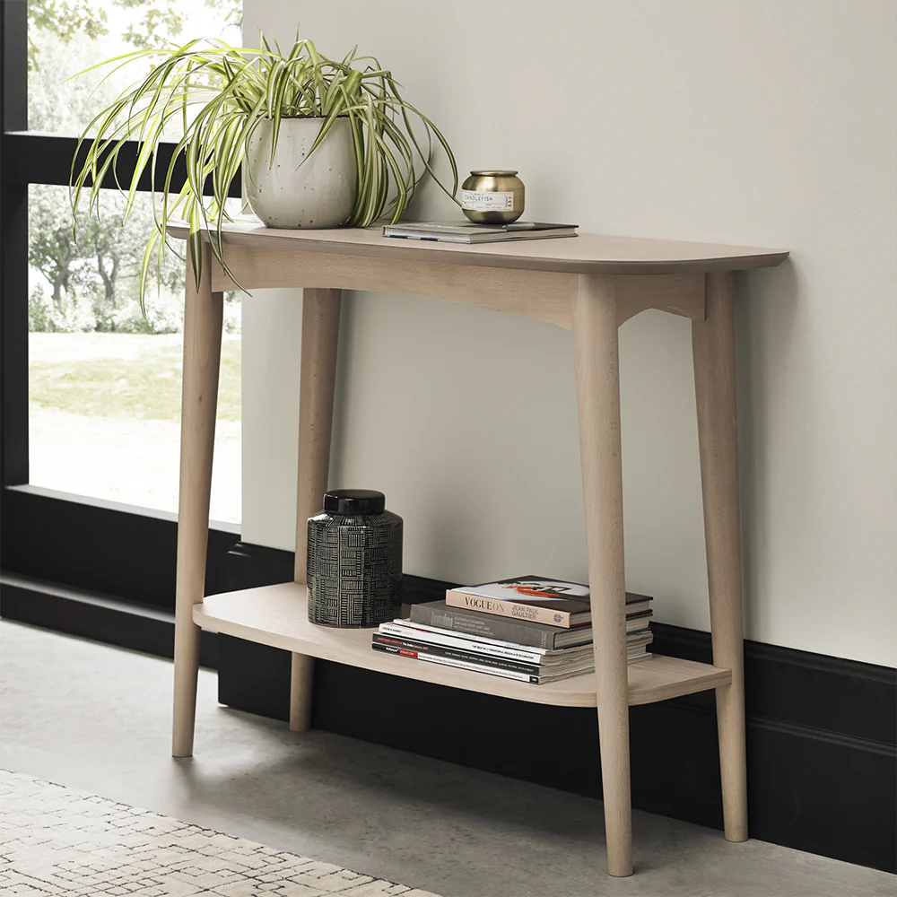 Brondby Scandi Oak Console Table with Shelf
