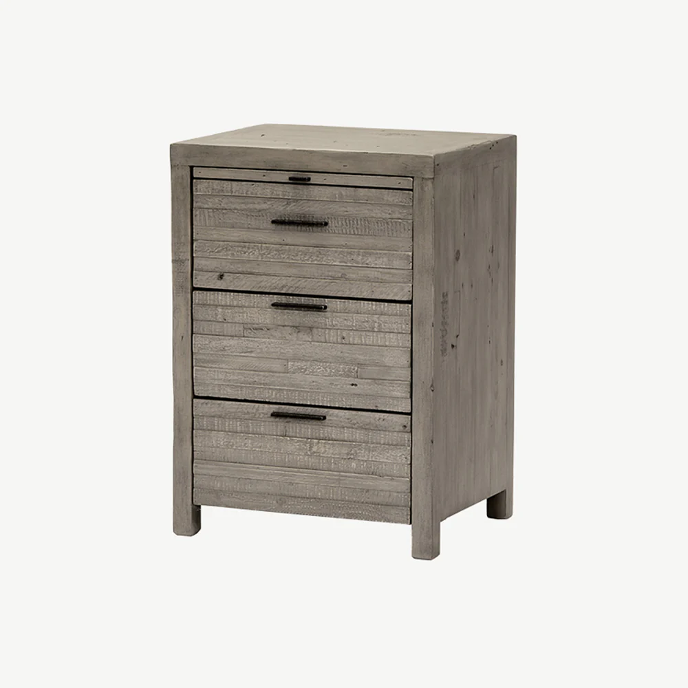 Camia Grey 3 Drawer Bedside Cabinet - Image 4