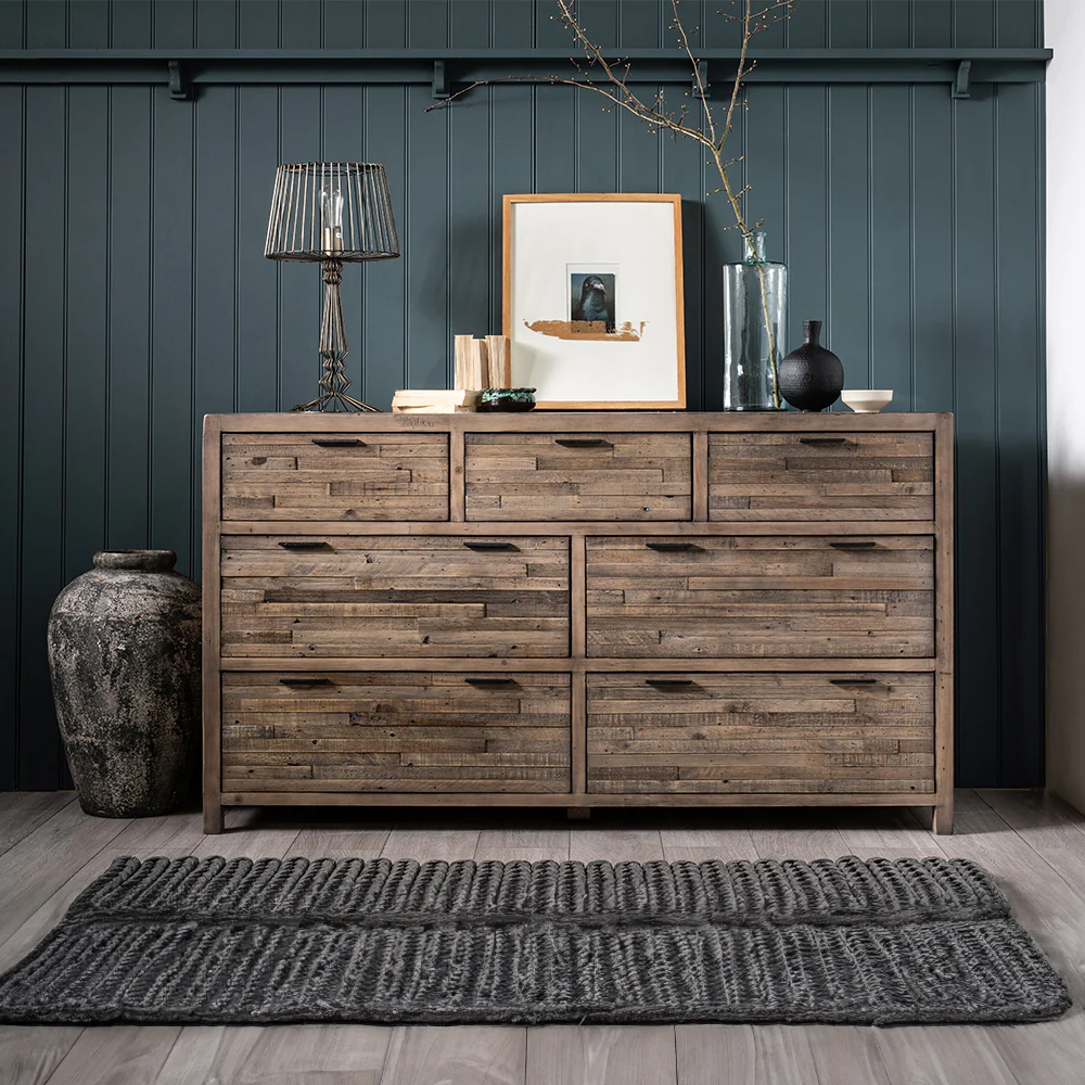 Camia Grey 7 Drawer Wide Chest