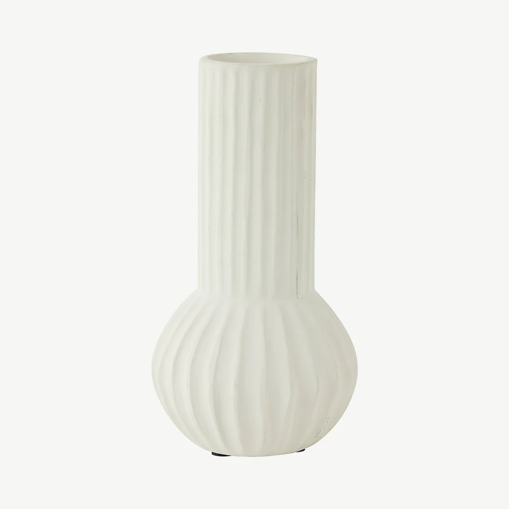 Cream Ribbed Vase