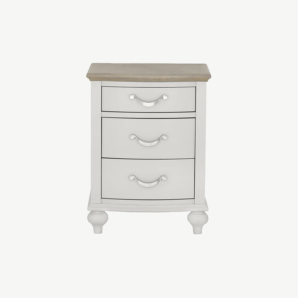 Dieppe Washed Oak & Grey 3 Drawer Nightstand - Image 4