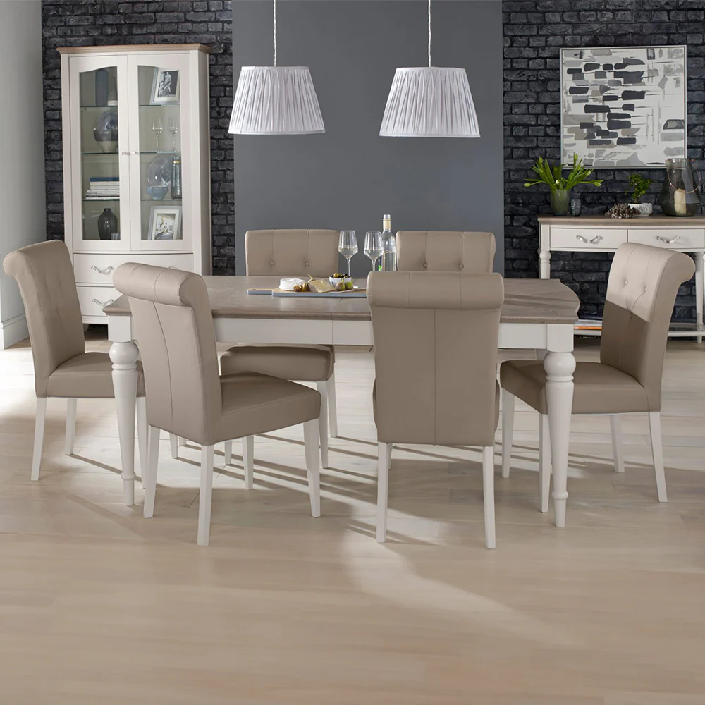Dieppe Washed Oak & Grey Bonded Leather Chair - Image 2