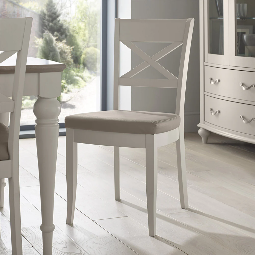 Dieppe Washed Oak & Grey Leather X Back Chair