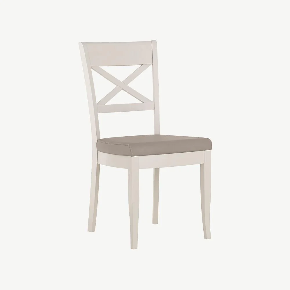 Dieppe Washed Oak & Grey Leather X Back Chair - Image 3