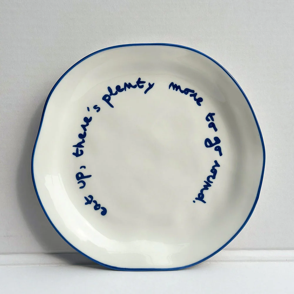 "Eat up theres plenty more to go around" Blue Decorative Plate - Image 8