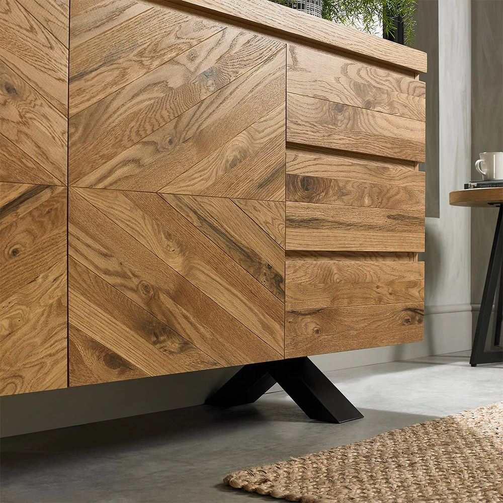Glendale Rustic Oak Wide Sideboard - Image 2