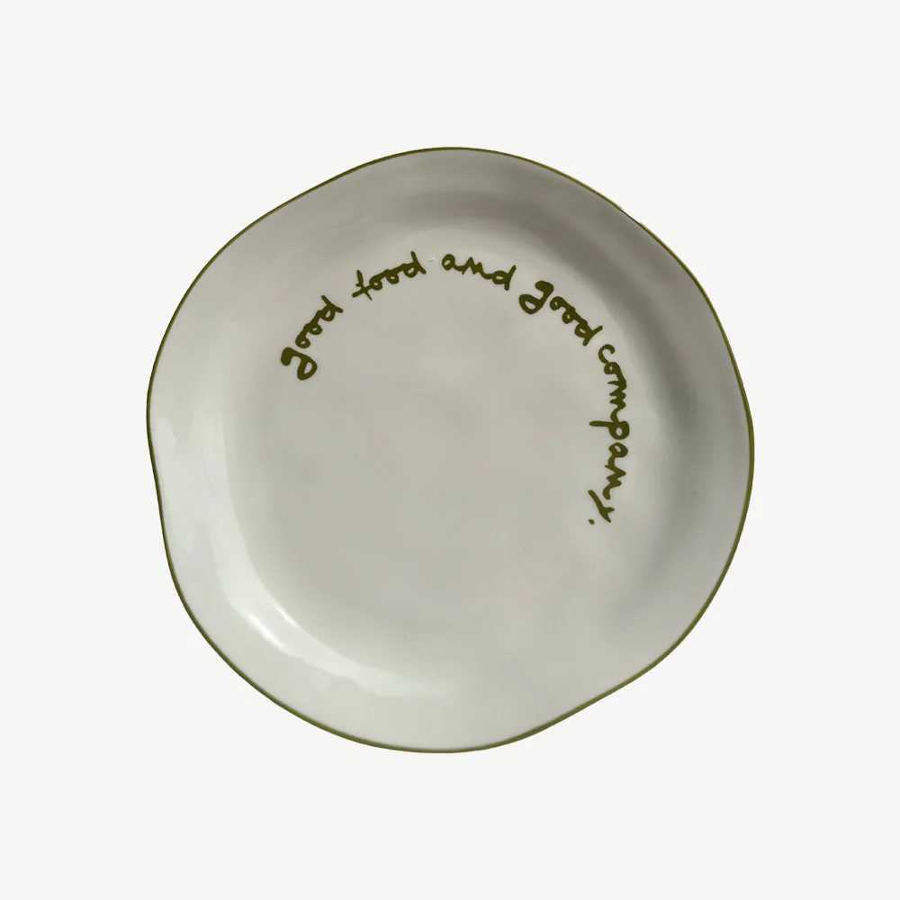 "Good food and good company" Olive Decorative Plate - Image 7