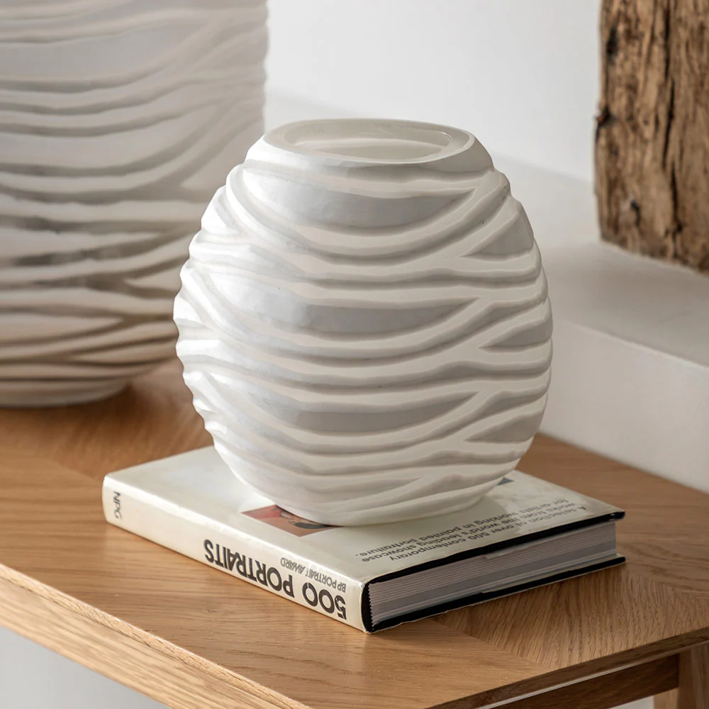 Handblown Carved Glass Vase - Image 2