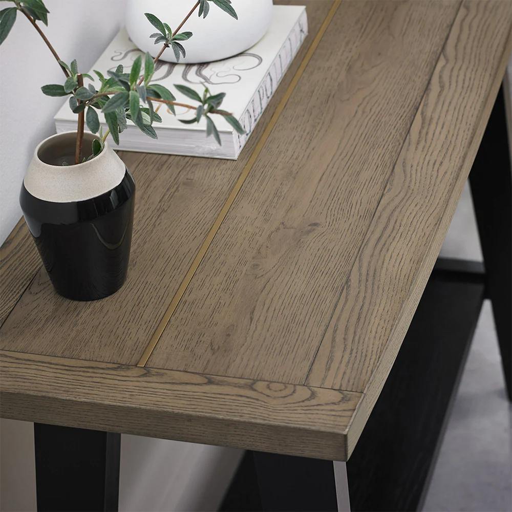 Highgate Weathered Oak Console Table With Shelf - Image 2
