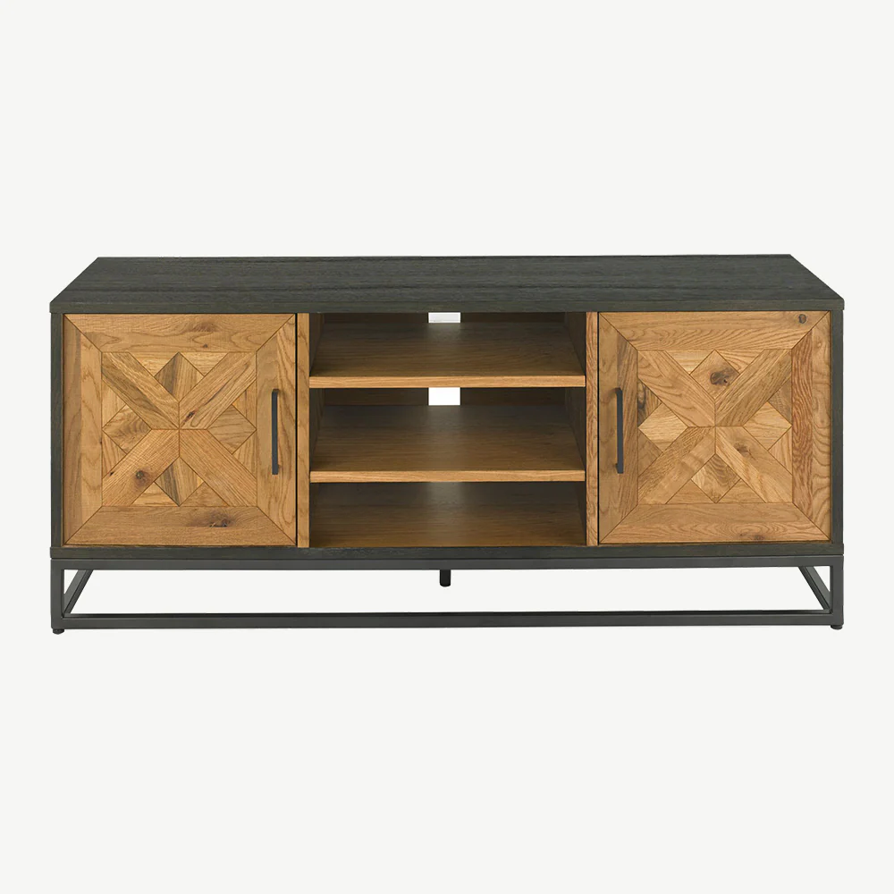 Hindon Rustic Oak & Peppercorn Entertainment Unit - Image 2