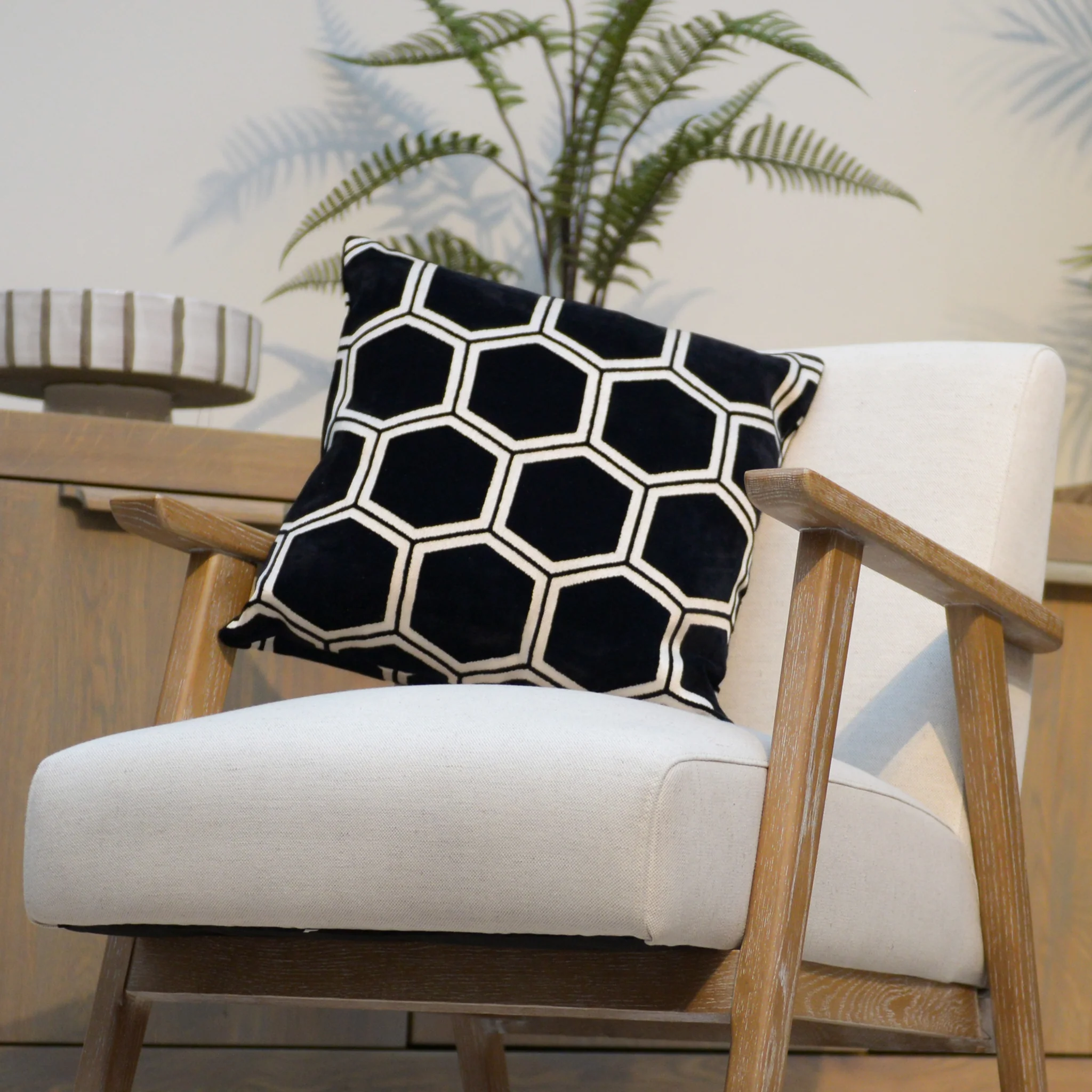 Ivory Hexagon Cushion
