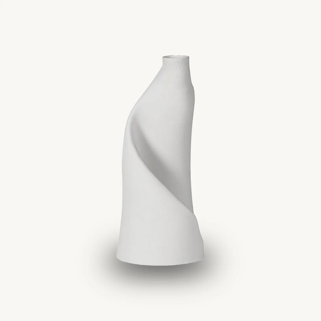 Large White 3D Effect Printed Vase - Image 2