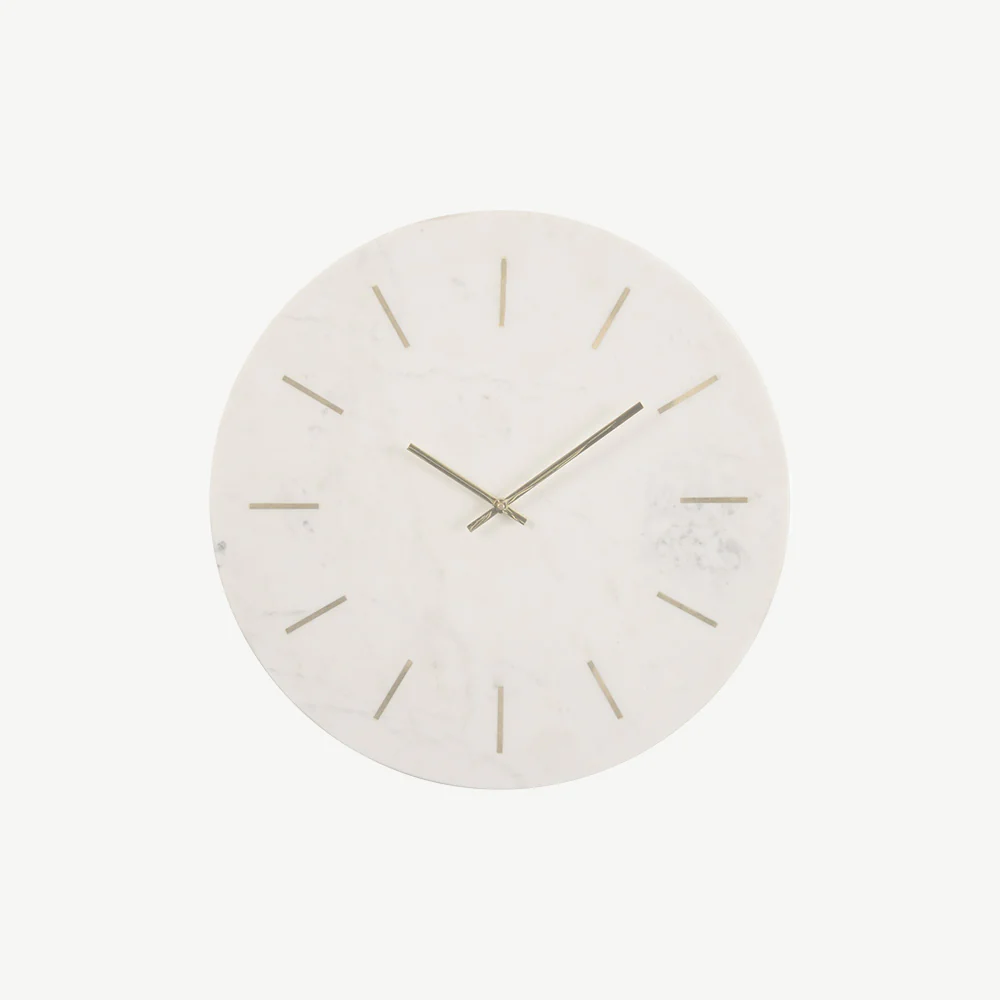 Brass Inlay And Marble Wall Clock - Image 2