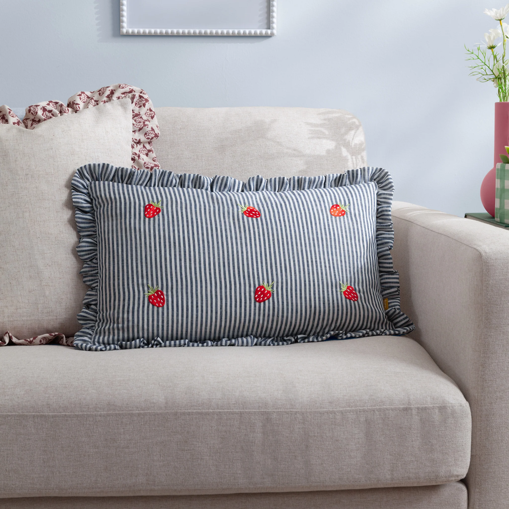 Luna Embroidered Ruffle Cushion - Image 6