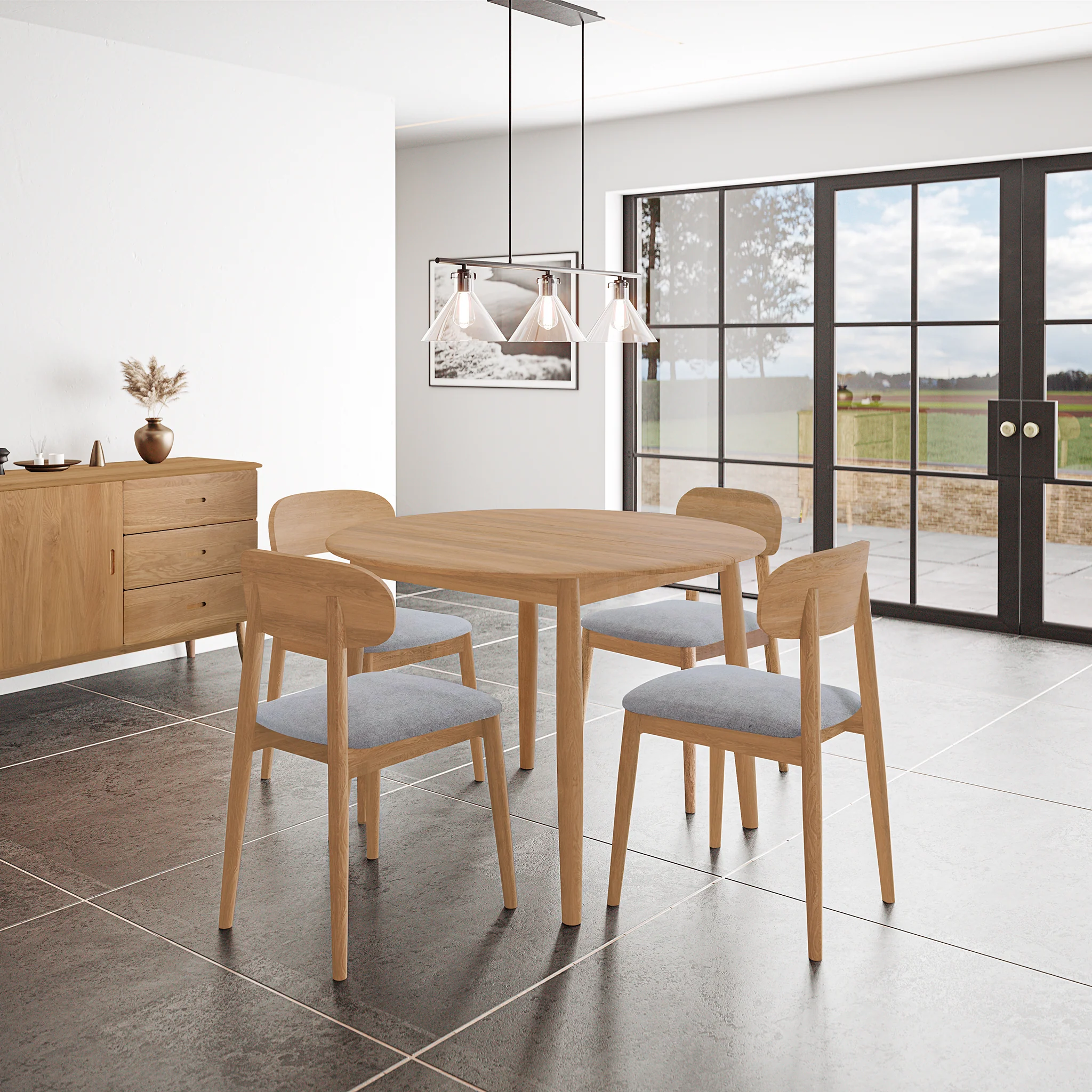 Oxie Round 110-140cm Extending Dining Table - Image 6
