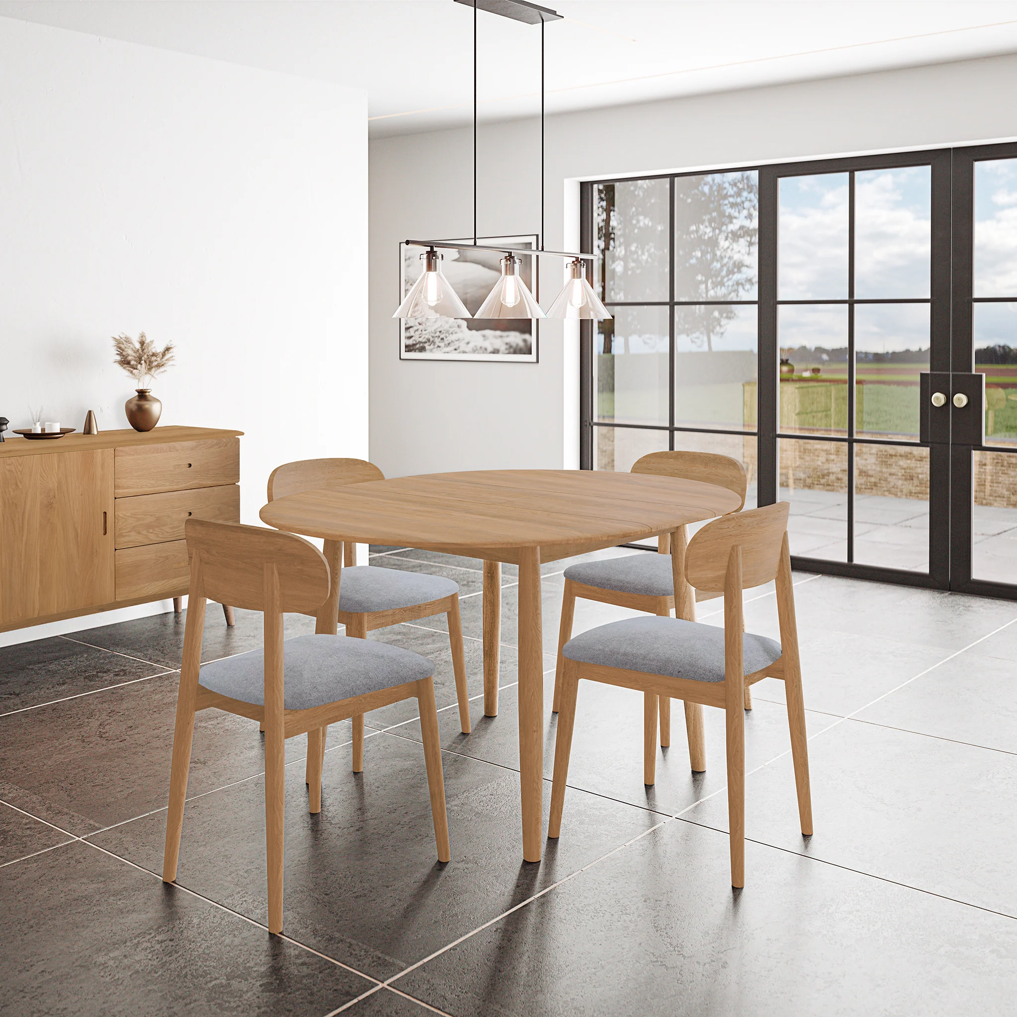 Oxie Round 110-140cm Extending Dining Table - Image 7
