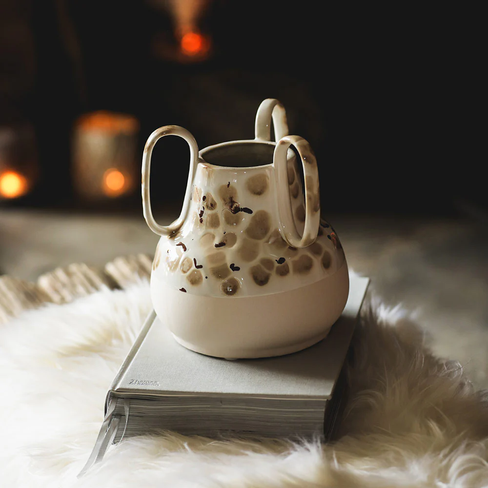 Peach Ceramic Handled Vase