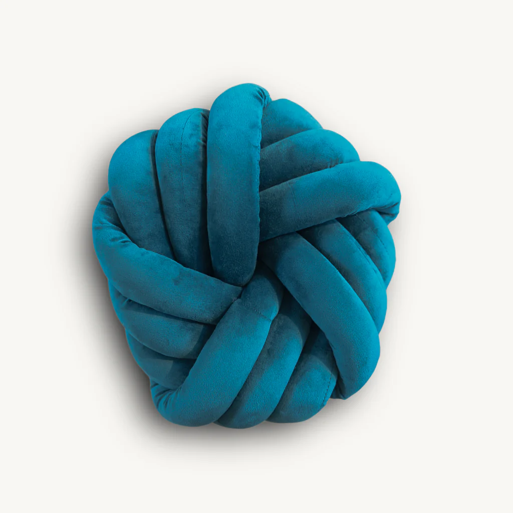 Petrol Blue Knot Cushion - Image 3