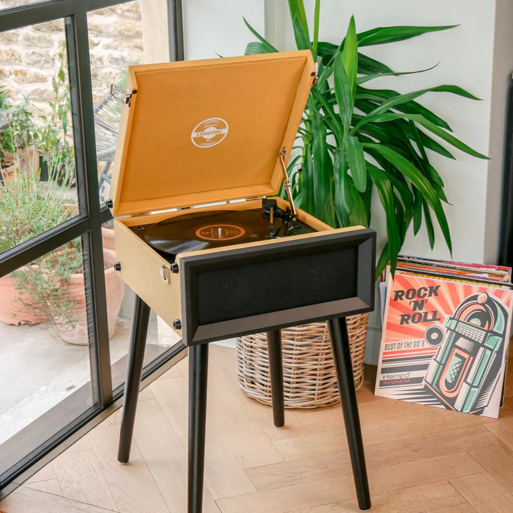 Retro Style Record Player with Legs - Image 4