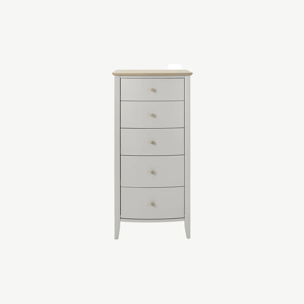 Runswick Scandi Oak & Soft Grey 5 Drawer Tall Chest - Image 2