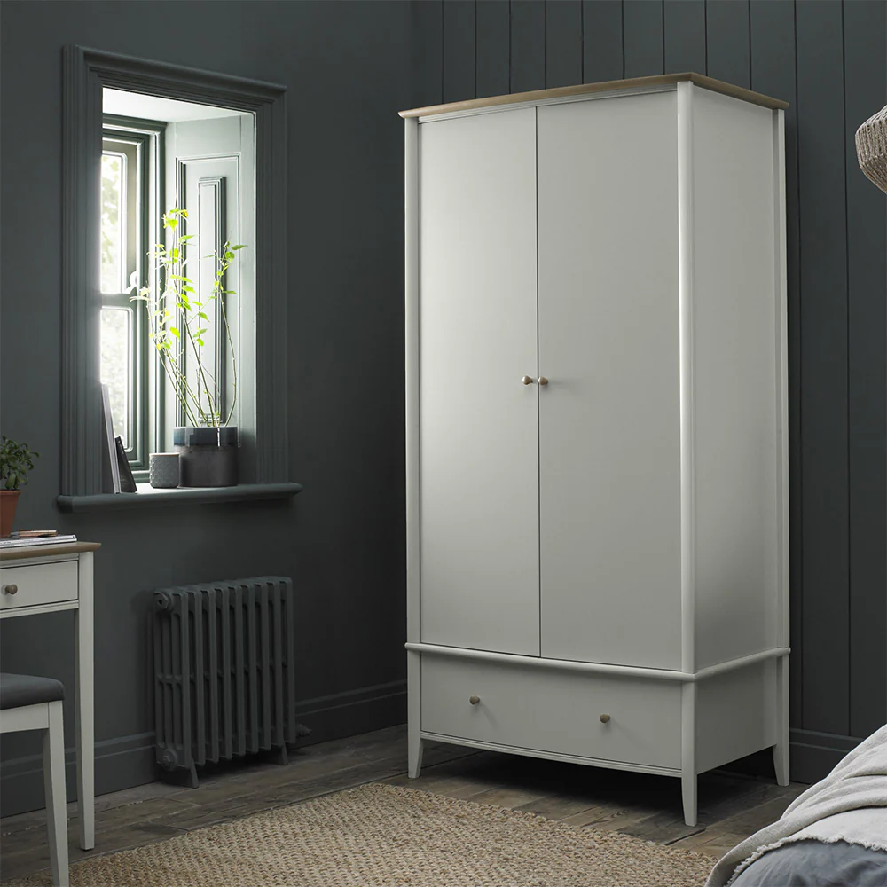 Runswick Scandi Oak & Soft Grey Double Wardrobe