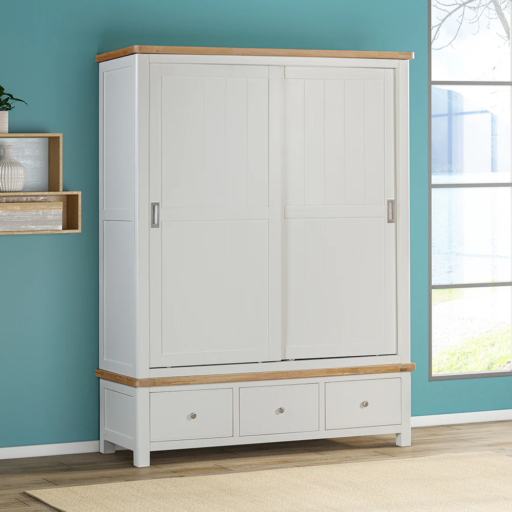 Rutland Painted 3 Drawer Wardrobe - Image 2