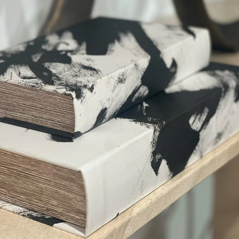 Set of 2 Black Marble Effect Book Boxes - Image 4