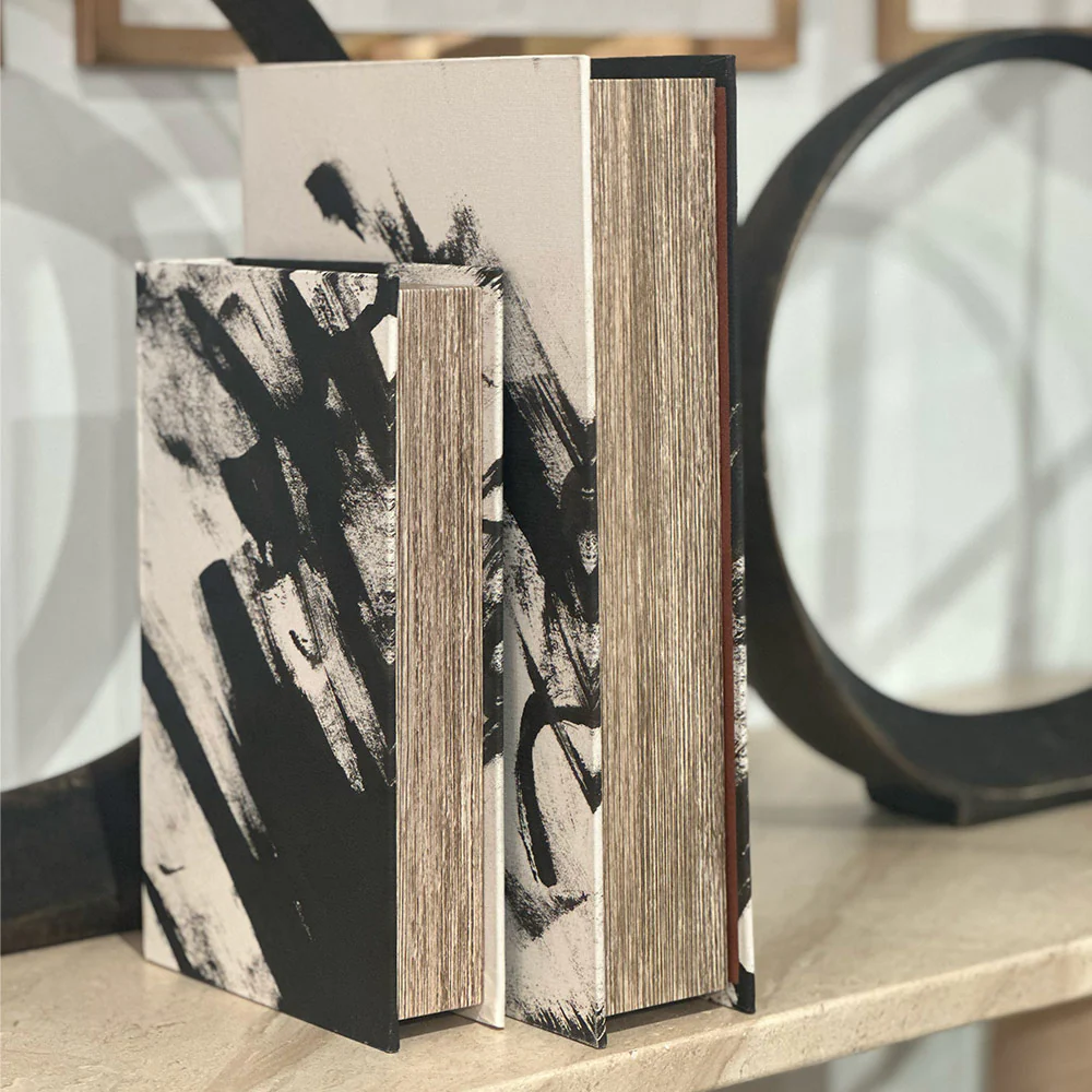 Set of 2 Black Marble Effect Book Boxes - Image 5