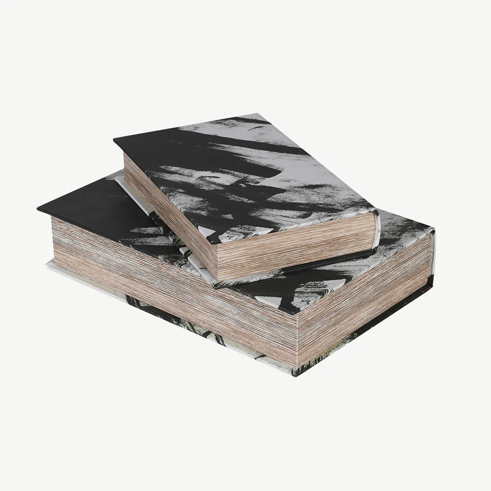 Set of 2 Black Marble Effect Book Boxes - Image 7