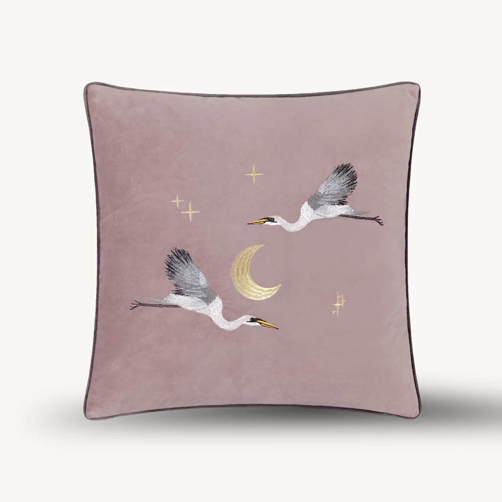 Skye Embroidered Velvet Cushion - Image 3