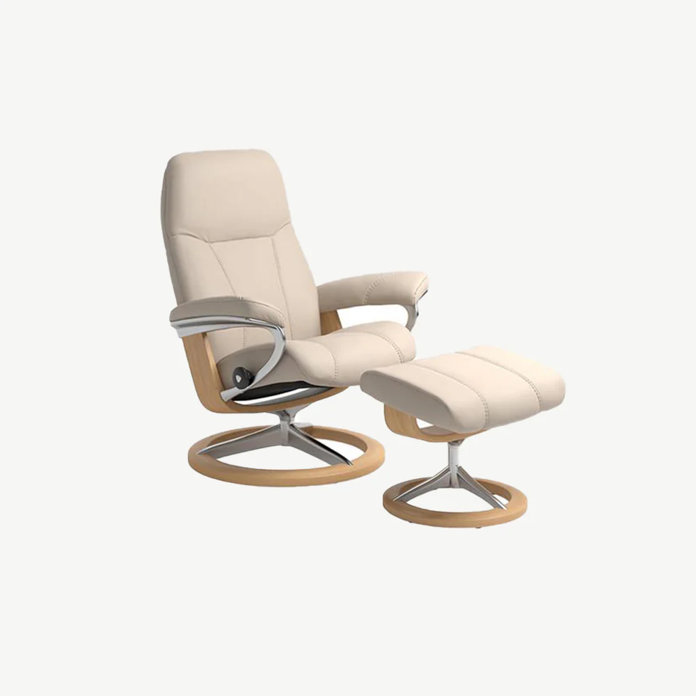Stressless® Consul Medium Signature Chair and Stool