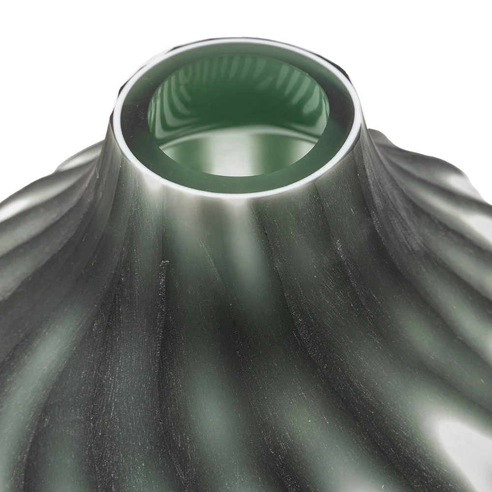 Swirl Hand Carved Glass Vase - Image 3