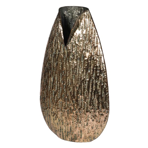 Tall Gold Effect Textured Vase - Image 3
