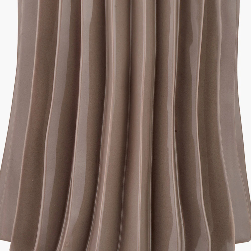 Taupe Pleated Ceramic Table Lamp Base - Image 3