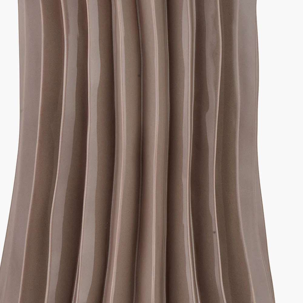 Taupe Pleated Ceramic Table Lamp Base - Image 4