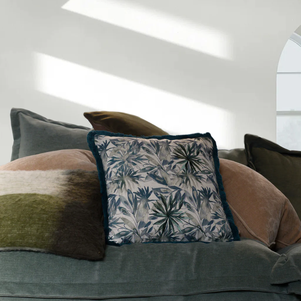 Teal Floral Cushion - Image 3