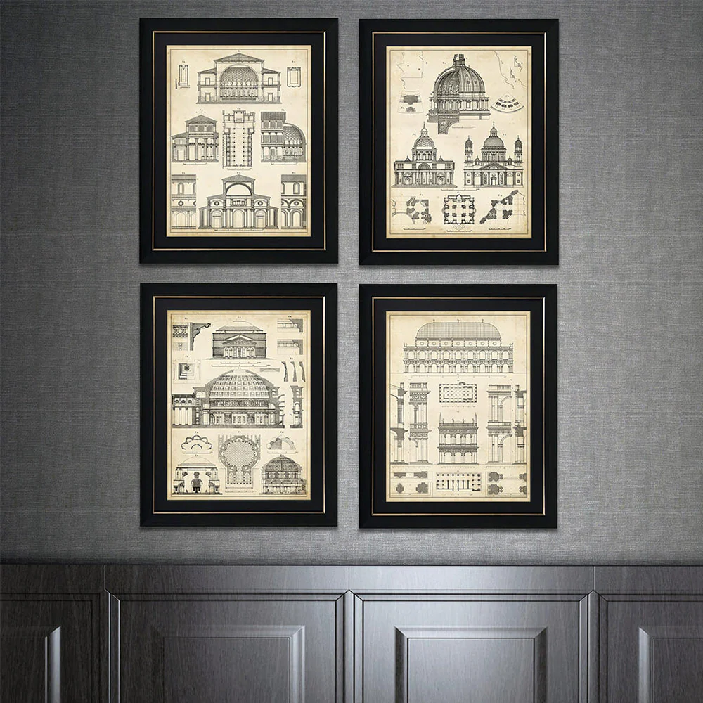 Vintage Architect Plans IV Wall Art - Image 2